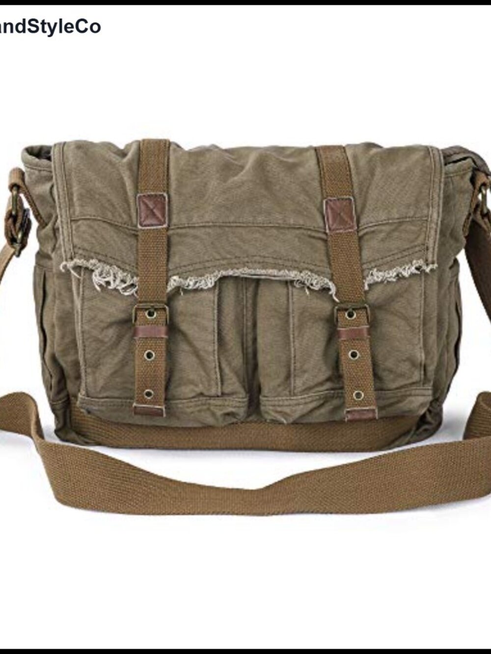 Canvas Messenger Bag Vintage Shoulder Bag Frayed Style Boho Purse